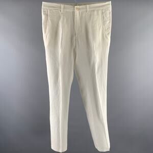 RUBINACCI Size 32 White Linen Flat Dress Pants